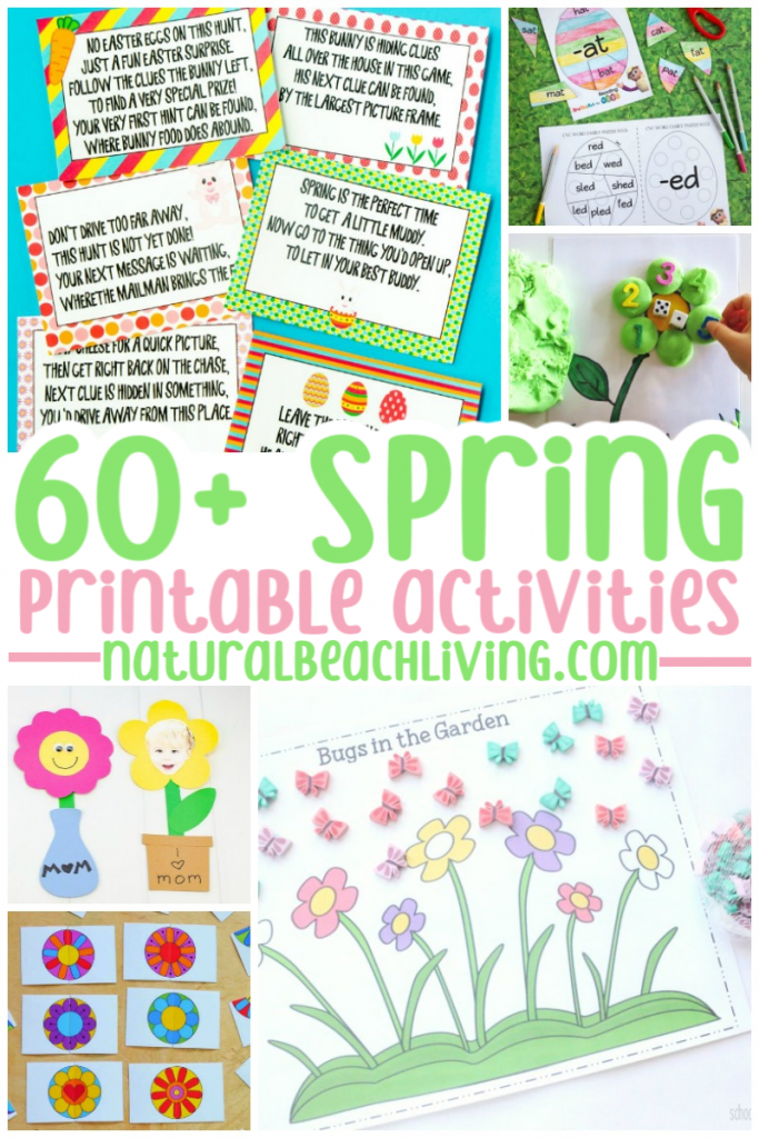 Here you will find over 60 Spring Printable Activities for Kids, These are Fun Printable Activities like scavenger hunts, flower themes, life cycles, spring printable games, literacy skills, math activities and so much more. Printable Activities for Toddlers and Preschoolers, and Free Printable Worksheets for Kindergarten. 