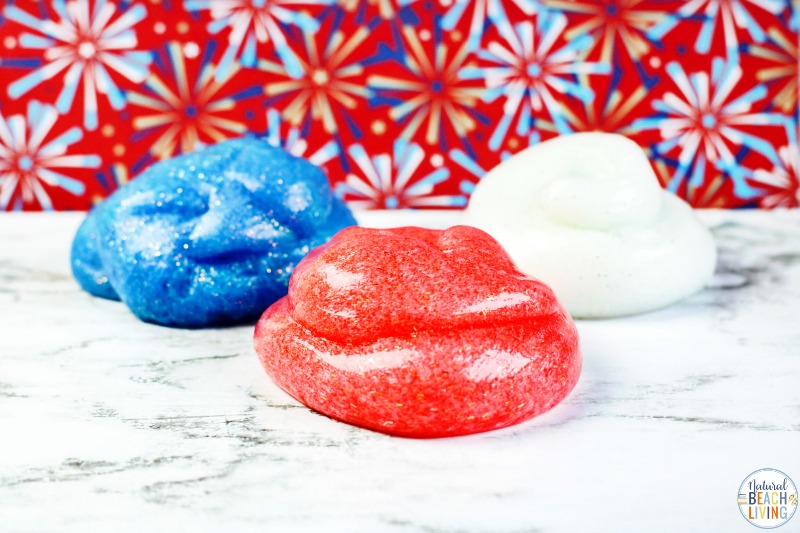 The Best 4th of July Slime Recipe! This red, white, and blue slime is a great patriotic slime to make and play with for the 4th of July, Memorial Day, or any other patriotic holiday. This easy slime recipe mixes science, chemistry, sensory play and hands on learning into one awesome fourth of July activity.