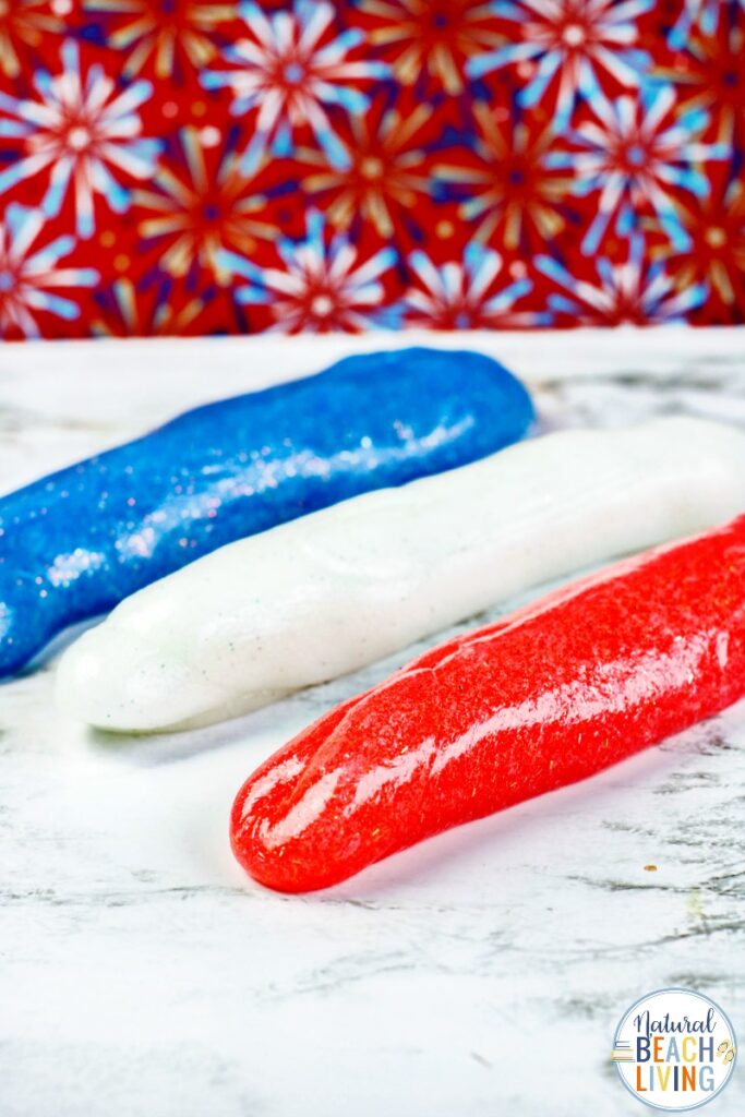 The Best 4th of July Slime Recipe! This red, white, and blue slime is a great patriotic slime to make and play with for the 4th of July, Memorial Day, or any other patriotic holiday. This easy slime recipe mixes science, chemistry, sensory play and hands on learning into one awesome fourth of July activity.