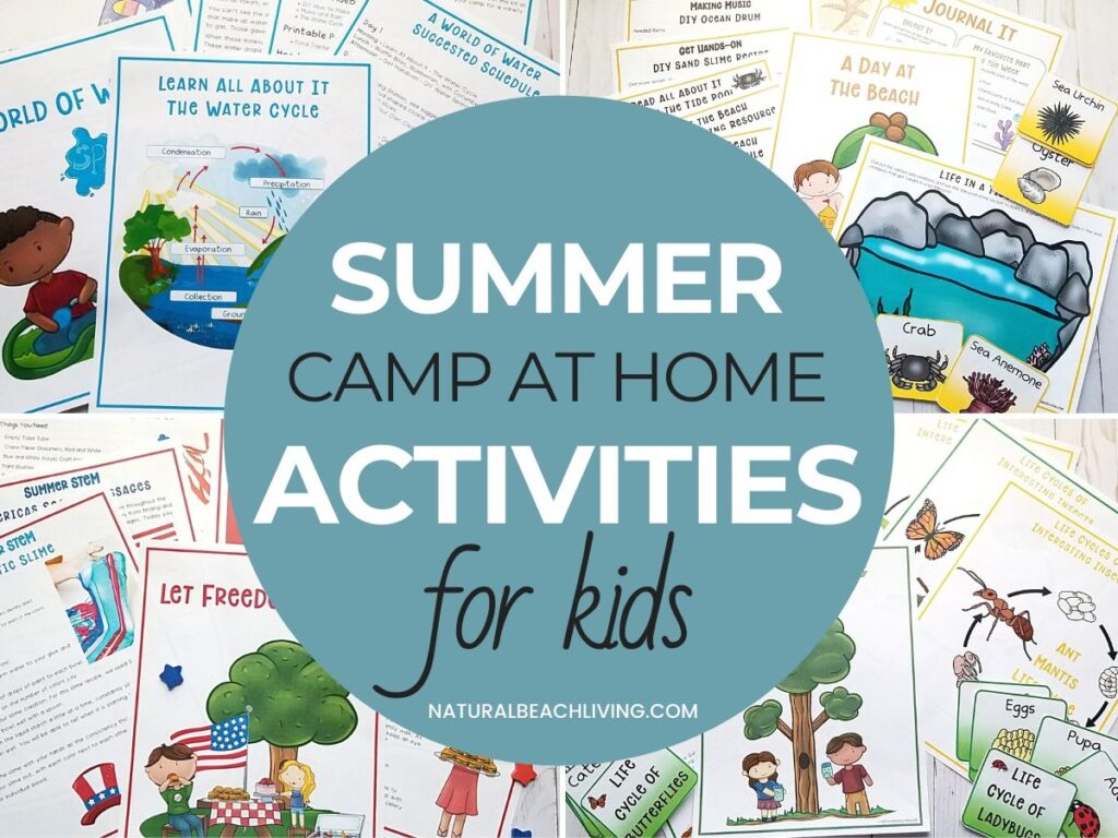 This Patriotic Summer Camp is perfect for kids. Over 25 Patriotic Activities and Crafts for Kids. Use This Summer Camp at Home Guide to make memories all summer long with Patriotic Games, 4th of July STEM and Science activities, red, white, and blue ideas and so much more. 