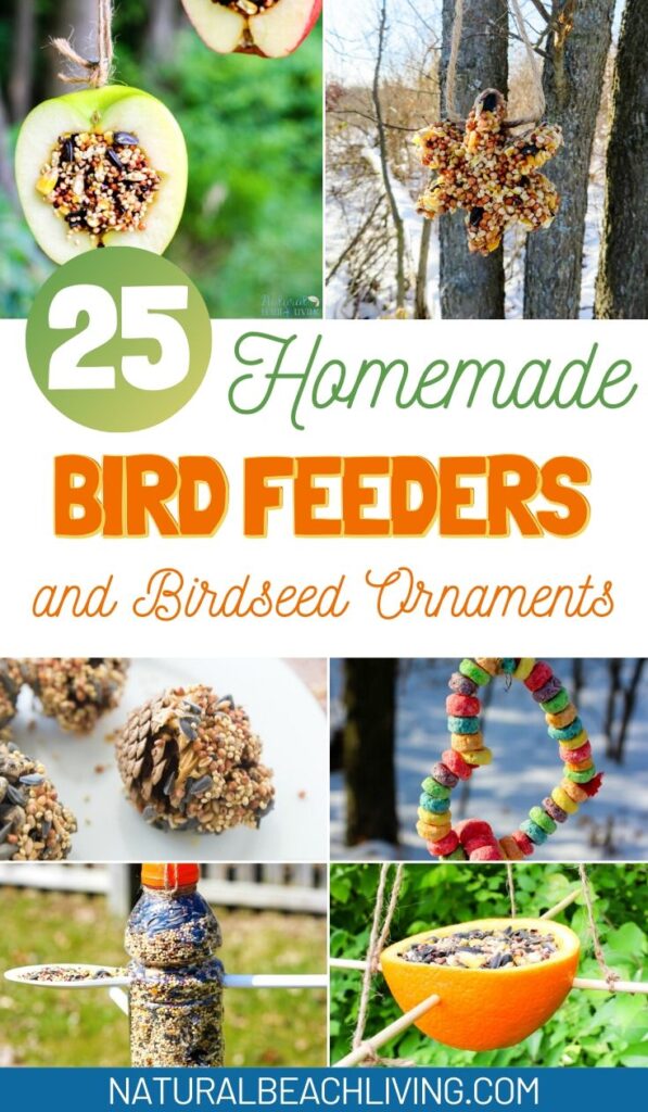 The BEST Homemade Bird Feeders and Birdseed Ornaments,  These DIY Birdseed Ornaments are a perfect nature project to do with kids, Backyard Birds love Recycled Bird Feeders and Bird Treats, Plus, Bird Crafts for Kids, Bird Theme Printables and more