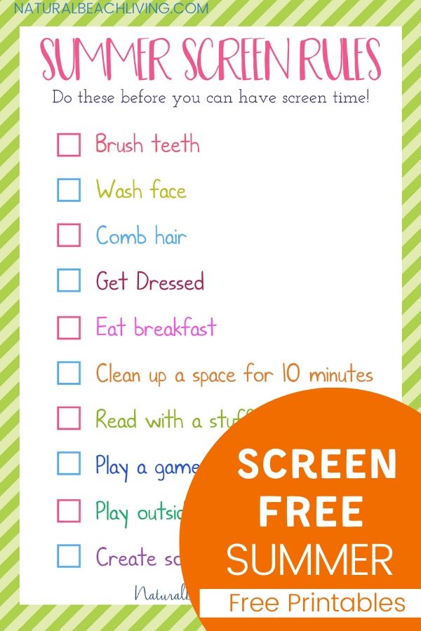 The Perfect Summer Rules for Kids, Grab this free Summer Screen Free Schedule for kids. These Parenting ideas for a screen free summer and summer activities for kids keep them creating, learning, and keeping up with chores before spending hours on the screen.