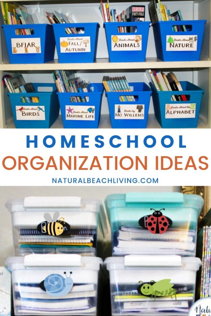 Homeschool Organization Ideas with Homeschool Rooms, and ways to Organize Small Spaces for homeschooling. Find The Best Minimalistic Homeschool Ideas, homeschool tips, and ideas for organizing all things to homeschool successfully.