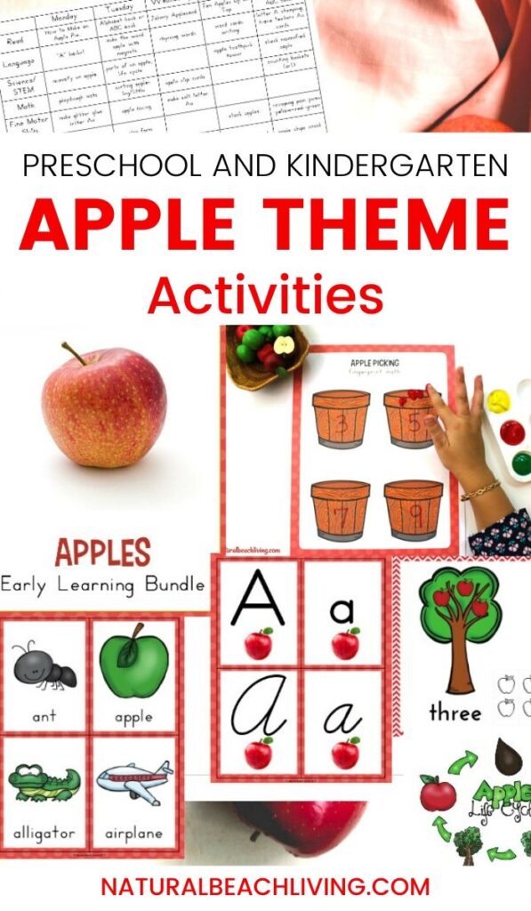 The Best Kindergarten and Preschool Apple Theme Activities, These Preschool Apple Lesson Plans are full of hands on learning activities, crafts and sensory play. Perfect Fall Preschool themes and Apple Activities including STEM for preschoolers
