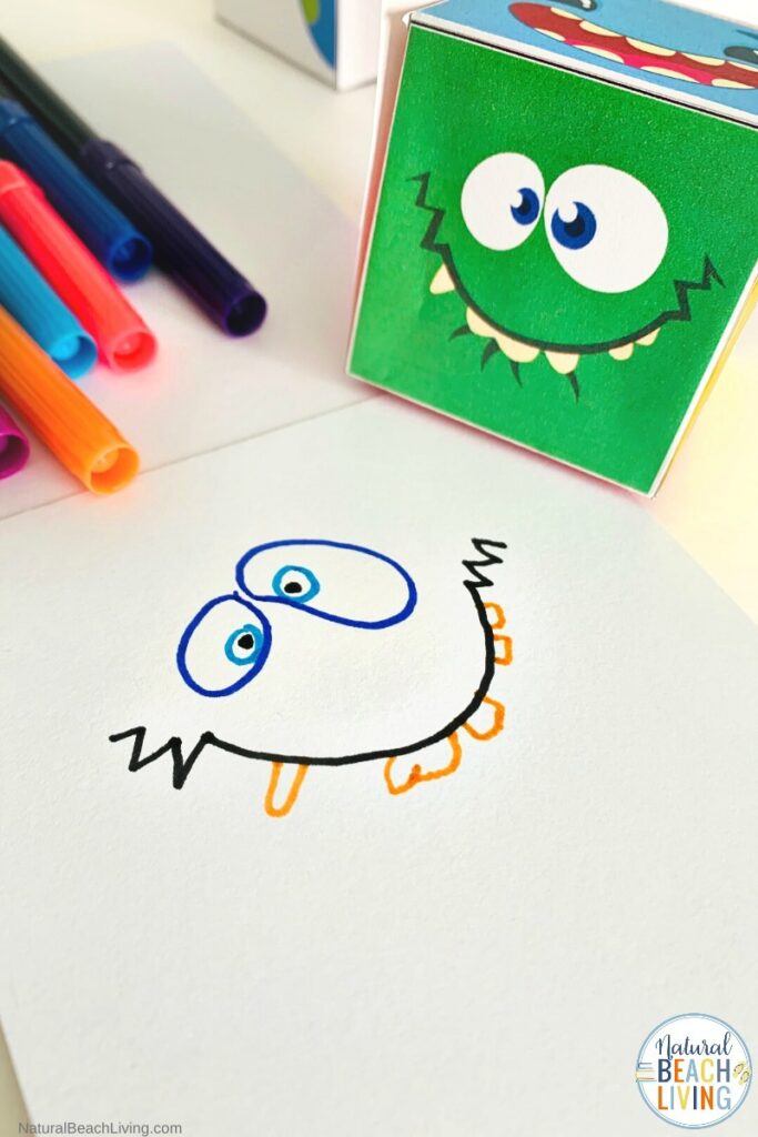 This Monster Drawing Activity is SO MUCH FUN. Here you'll find lots of great monster theme activities for planning your kindergarten or preschool monster theme. Including monster printables, monster crafts, art, literacy, books and more. Grab your FREE Monster Drawing Printables Here