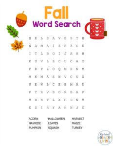Free Fall Printables for Preschool and Kindergarten - Natural Beach Living