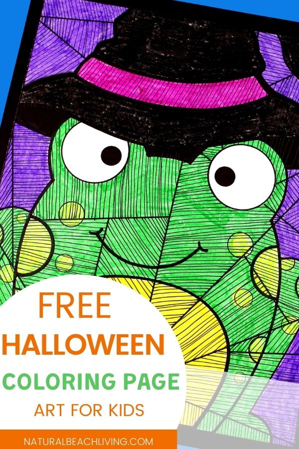 Halloween Art for Kids with Free Witch Frog Template, This Halloween Art Project for Kids can be spooky and cute Halloween art idea that makes perfect Halloween decor. Drawing Challenges and Witches and Frogs Coloring Pages for Halloween #Halloween #HalloweenArt #KidsArt #ArtForKids #HalloweenFun 