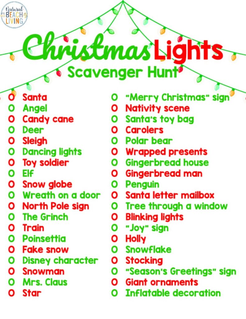 Have Fun Spending time with your family with this Christmas Lights Scavenger Hunt, enjoying a fun evening with this Christmas scavenger hunt will keep you making memories and enjoying the holiday season. This Free Printable Christmas Lights Scavenger Hunt is perfect for kids and adults of all ages.
