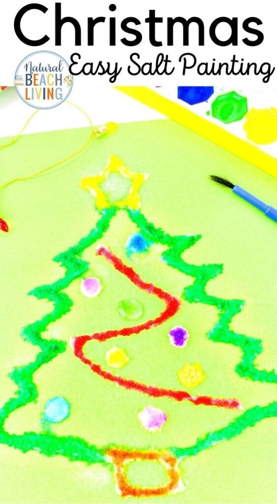 How to Make The Best Christmas Salt Painting, This is a fun and easy process art activity for kids! Watercolor Salt Painting, Christmas Preschool Craft, Fun Winter craft kids love, Preschool process art for Christmas, Christmas tree crafts for kids