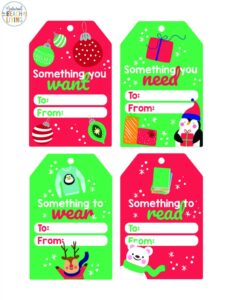 Four Gift Rule for Christmas Printable and Free Christmas Gift Tags ...