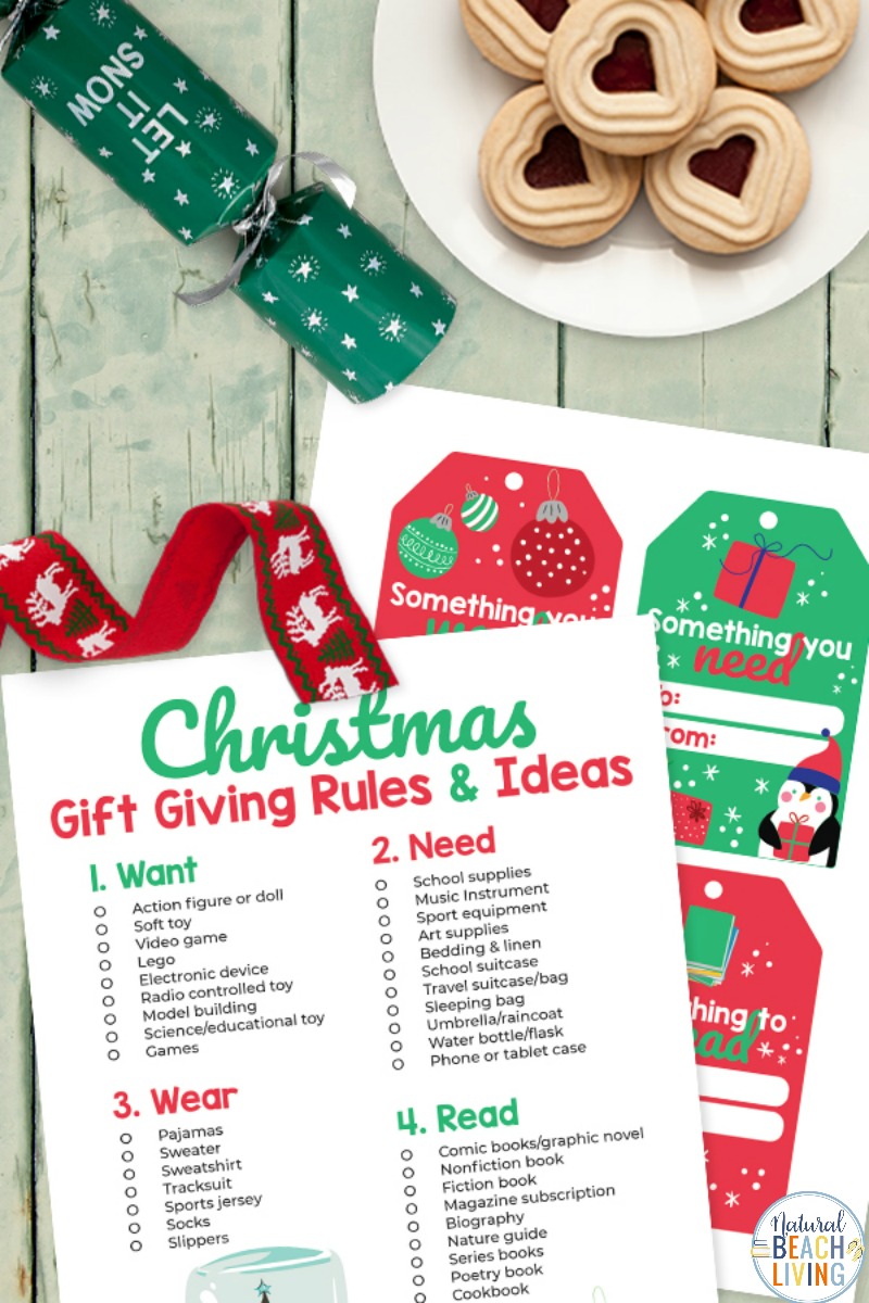 Four Gift Rule for Christmas Printable and Free Christmas Gift Tags