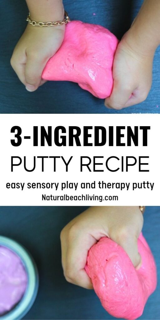 Putty Recipes for kids is a super easy way to create silly putty and Therapy Putty using common household ingredients. This DIY Putty recipe takes less than 5 minutes to make and kids LOVE squeezing, pulling, stretching, and playing with their Putty. 