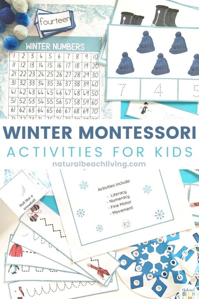 You and Your kids will Love these Montessori Activities for Winter, A complete list of winter activities and a free Snowflake Matching Game for your preschoolers, kindergarteners, and early elementary children, Use this for hands on learning, an educational bucket list, or for your Montessori education, Montessori Preschool Activities