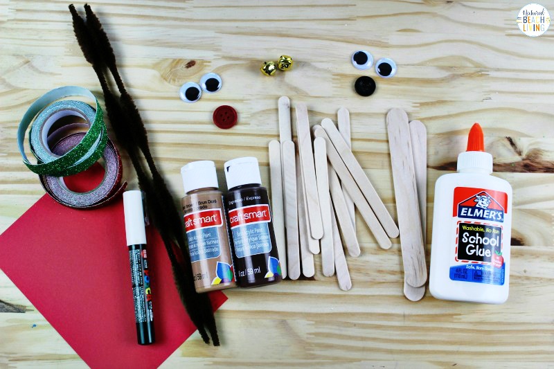 These Rudolph Popsicle Stick Crafts are easy Christmas Crafts for Kids to make! Make these cute reindeer crafts for kid friendly handmade ornaments! These Easy Ornaments to Make are the perfect winter craft with popsicle sticks