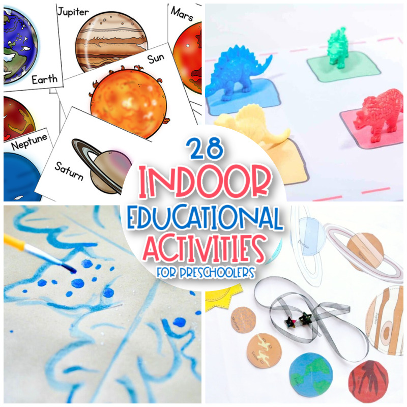  28+ Indoor educational activities for preschoolers that your 3 and 4-year-olds will absolutely love. Indoor Games for Kids and Educational Activities, Learning Activities, Preschool Activities, and Indoor Activities at Home, From energy-busting gross motor activities to quiet time preschool ideas and fine motor practice