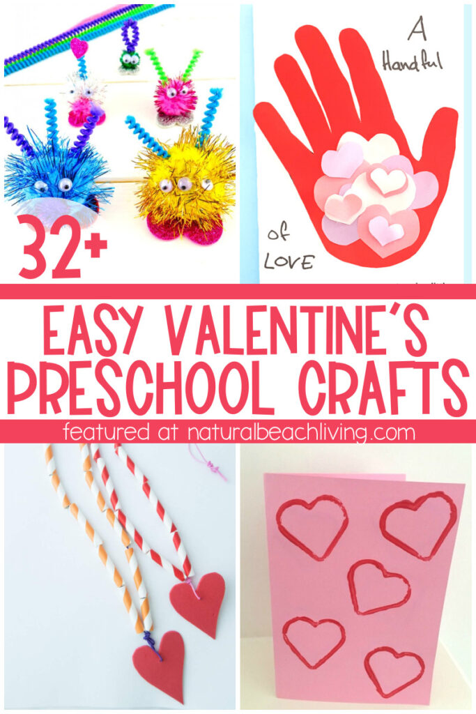 Over 35 Valentines Preschool Crafts and Valentine Day Art Projects for Preschoolers, You'll find super cute red and pink craft ideas for handmade valentines, cute DIY Valentine gifts, heart crafts for the holiday, and lots of simple Valentine projects to help your preschooler with fine motor skills. 