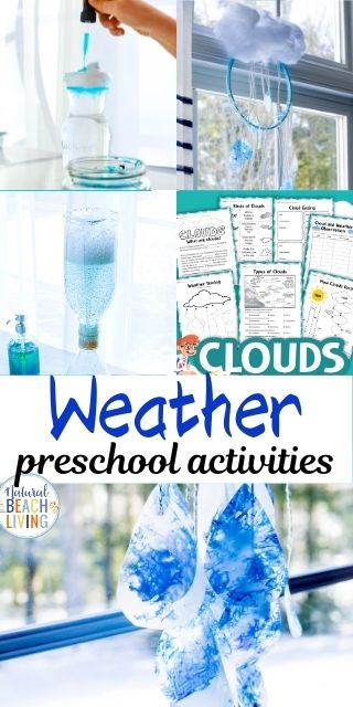 Weather Preschool Theme, simple yet educational activities to learn all about weather and clouds, lots of weather themed science experiments, and great STEM activities for your preschooler to learn all about the weather! Weather Movement Activities for Preschoolers, Weather Science Activities for Preschoolers, Preschool Books about Weather, How to teach Weather to Preschoolers