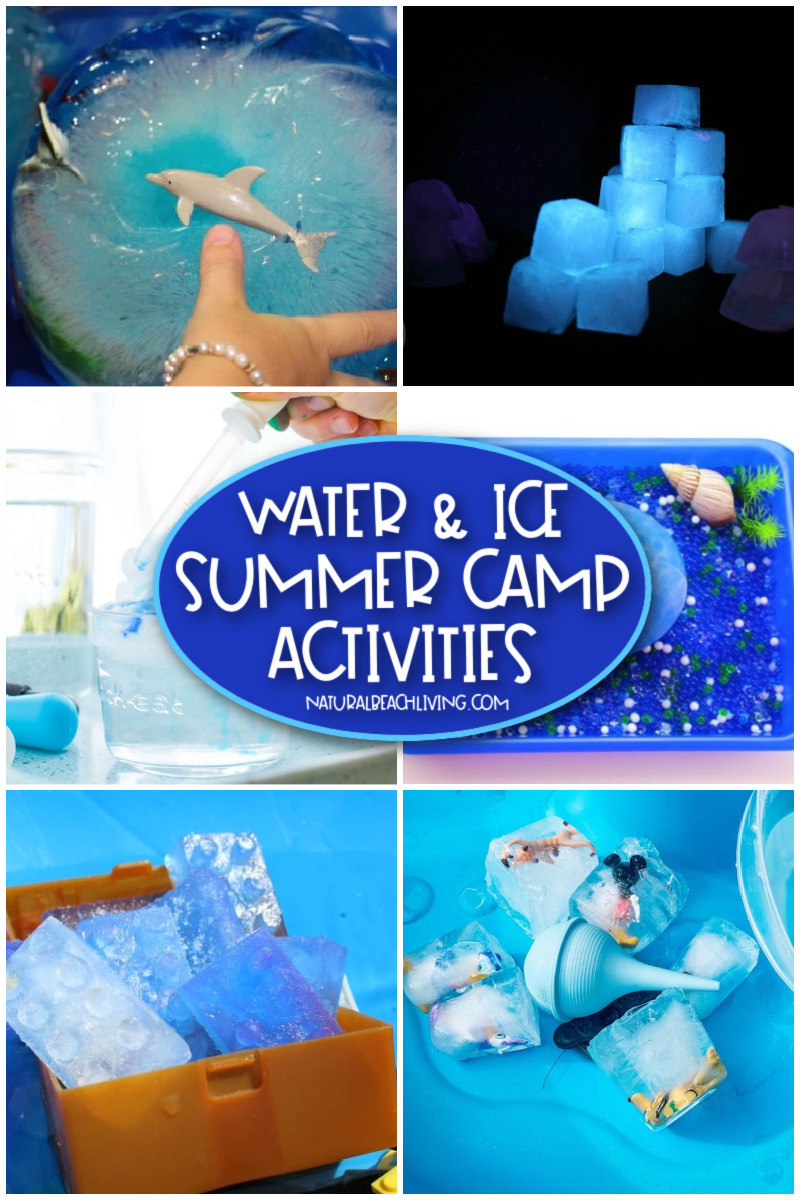 With these Water and Ice Summer Camp Activities, kids can have fun and learn at the same time. From summer sensory bins to fascinating summer science experiments, to water games, this Summer Camp Theme will fill their days with fun in the sun while keeping cool.