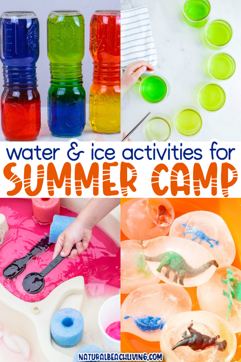With these Water and Ice Summer Camp Activities, kids can have fun and learn at the same time. From summer sensory bins to fascinating summer science experiments, to water games, this Summer Camp Theme will fill their days with fun in the sun while keeping cool.