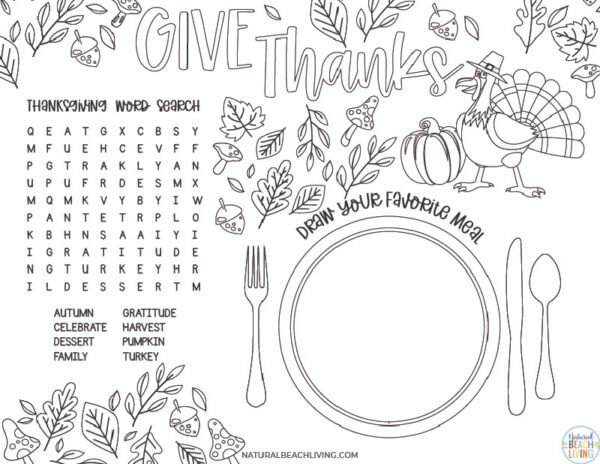 Printable Thanksgiving Placemats and Thankful Activities - Natural ...