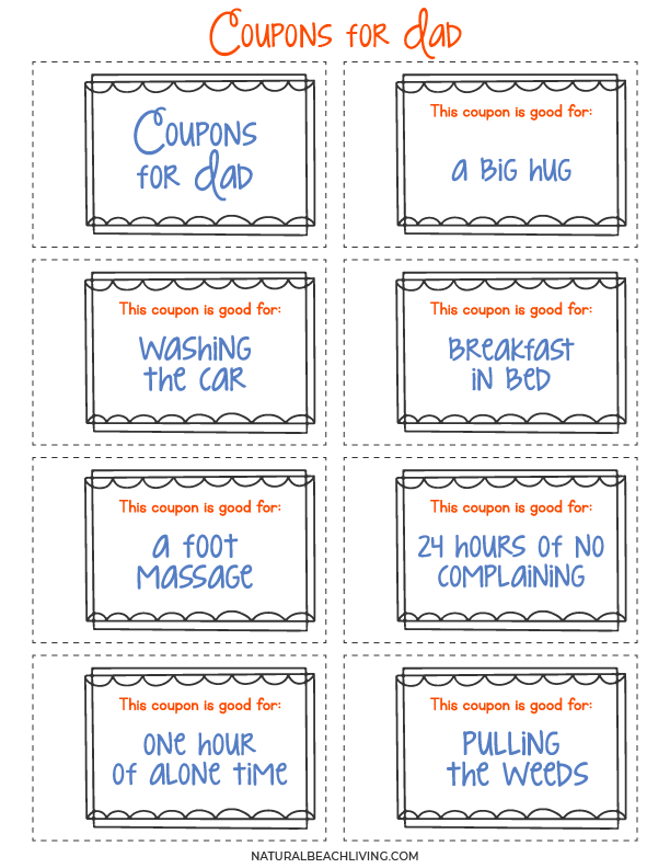  Father's Day All About Dad Printable and other free printable gift ideas, creative ways to make Dad feel special on his big day. From Father's Day printable gift ideas like coupons and coloring pages, Awesome Free Father's Day Gift Printables