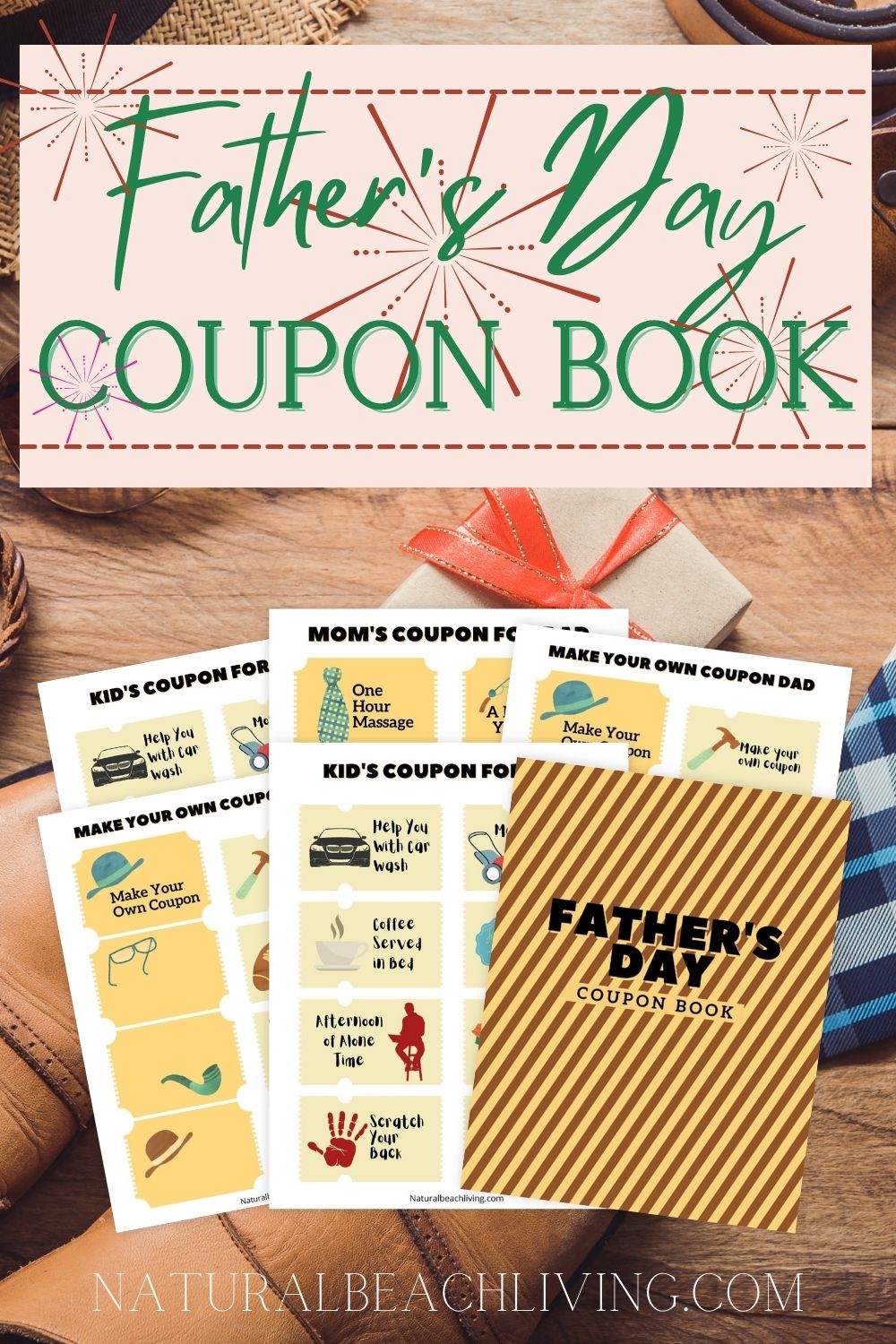 Father's Day Coupon Book and Great Father’s Day Printable Gift Ideas, this free Father's Day coupon book is full of fun and creative coupons you can give your dad as a gift! From coupons for breakfast in bed to some quality time together, this coupon book has everything you need to show your dad how much he means to you.