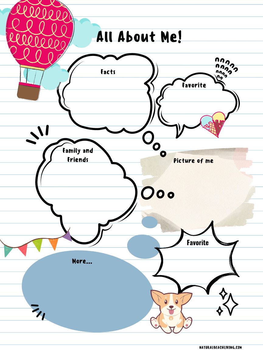 All About Me Poster and Worksheets for your back to school activities. Grab this FREE All About Me Printable for kids of all ages. All About Me Theme