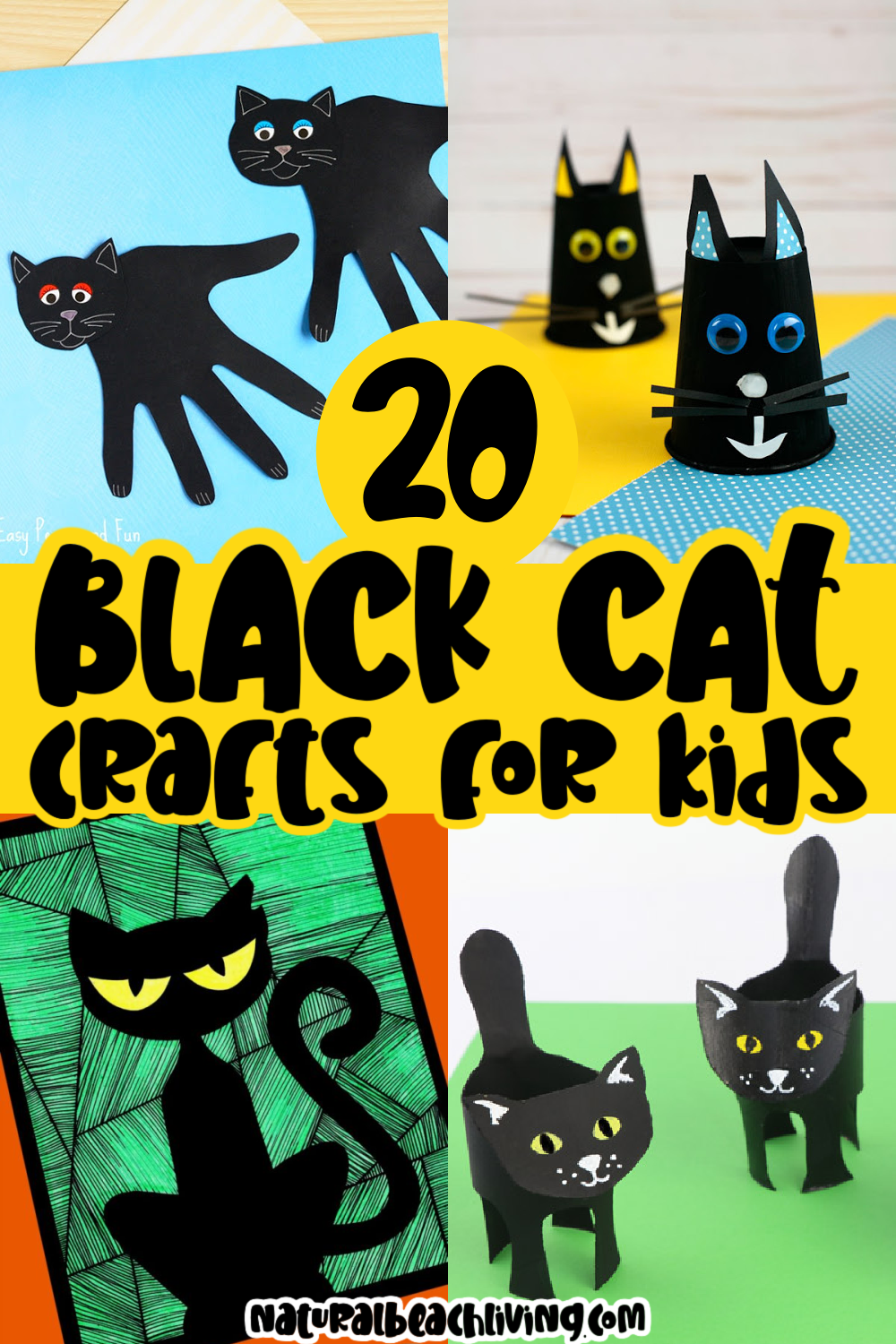 20 Black Cat Crafts: From Halloween Cats Crafts made with paper plates and toilet paper rolls to cute black cat wreaths and fun printable crafts, you will find something with feline flair that your kids will enjoy. The Best Fall Activities and Halloween Activities for Kids