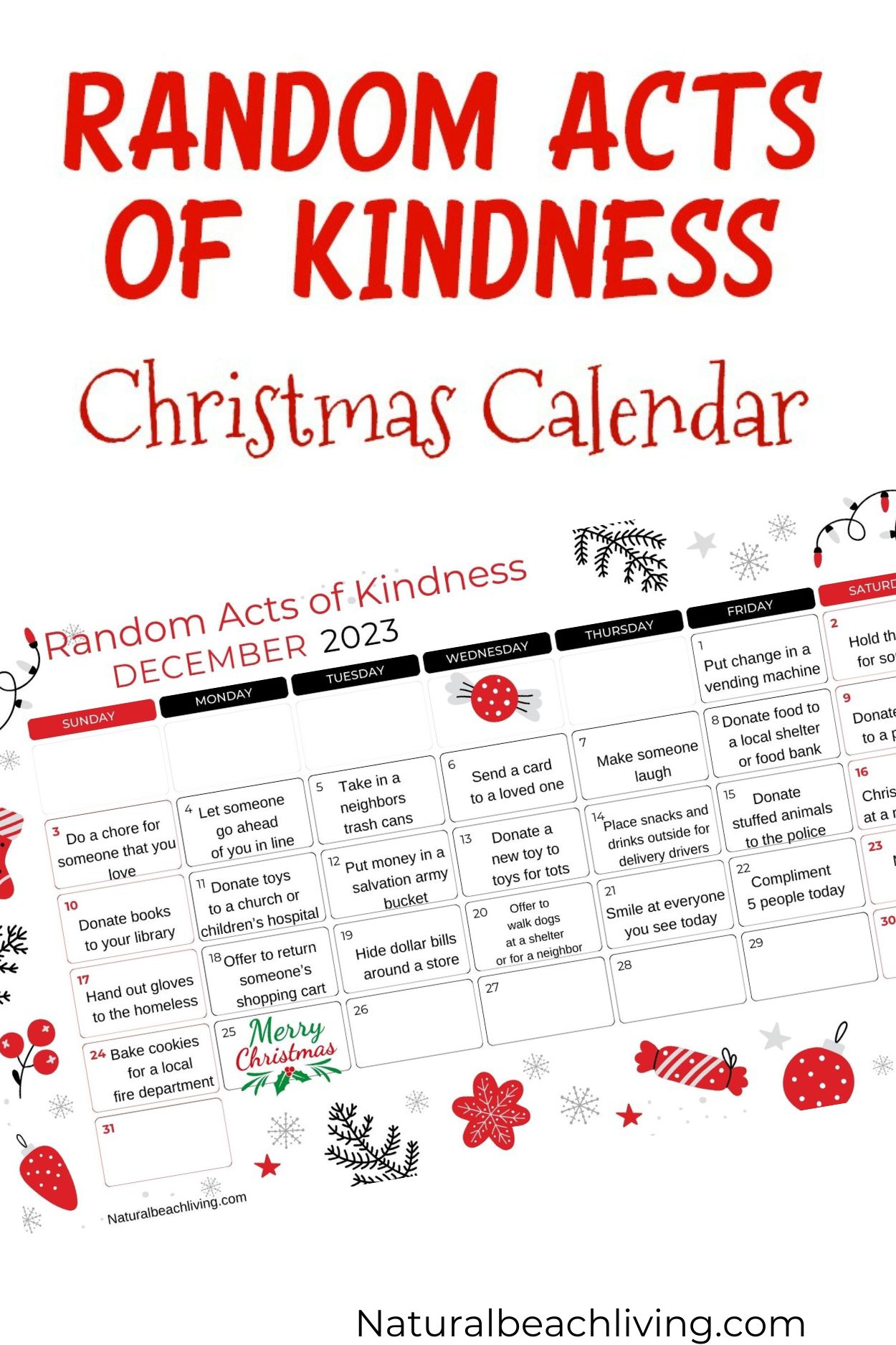 Random Acts of Kindness Christmas Calendar – Kindness Advent Calendar