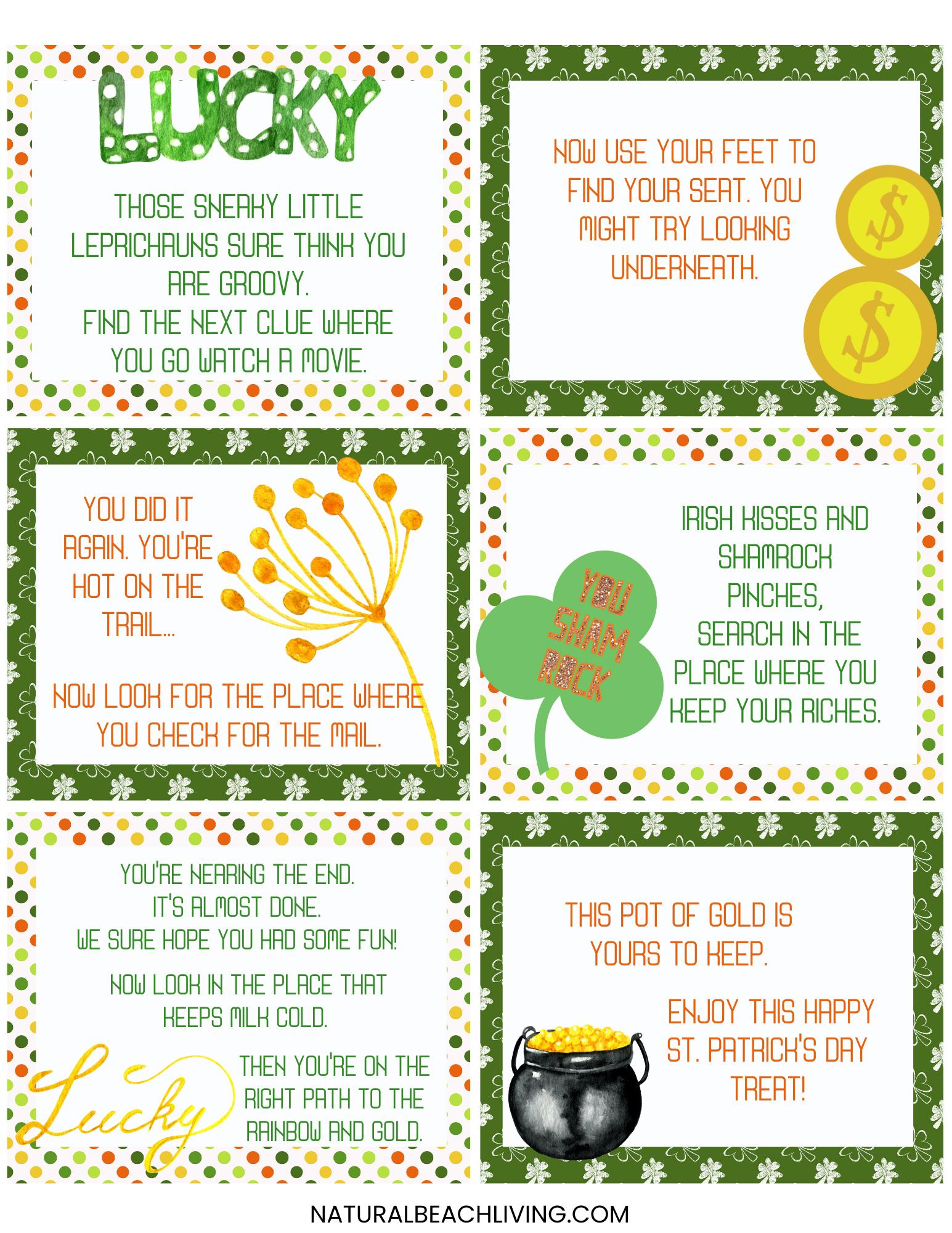 St Patrick's Day Scavenger Hunt Printable Clues, Grab these free St. Patrick's Day Printables for A Fun and Festive Activity for All Ages. A Treasure Hunt can be such a great game