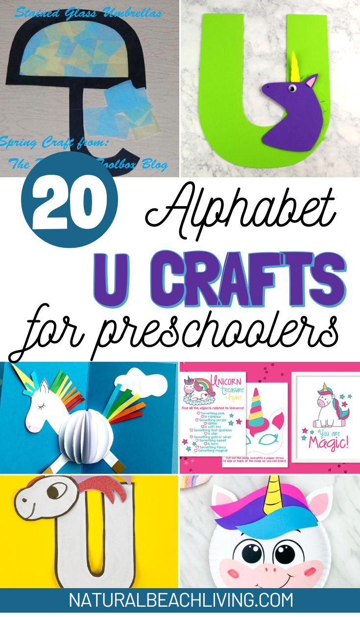 Over 25 fun and easy Letter U Crafts for preschoolers and kindergarten to practice letter recognition. From Unicorn crafts to umbrella and under the sea children will love learning the alphabet with letter crafts 