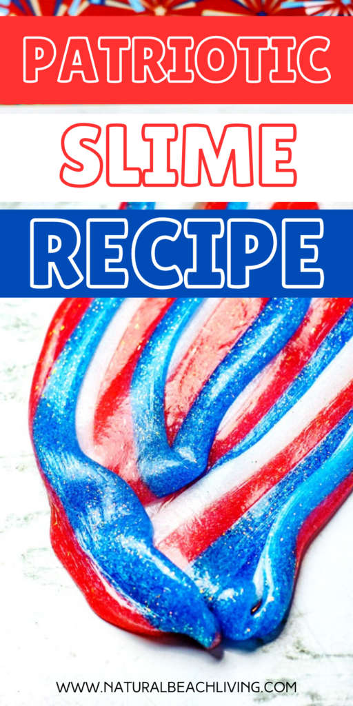 The Best 4th of July Slime Recipe! This red, white, and blue slime is a great patriotic slime to make and play with for the 4th of July, Memorial Day, or any other patriotic holiday. This easy slime recipe mixes science, chemistry, sensory play and hands on learning into one awesome fourth of July activity.