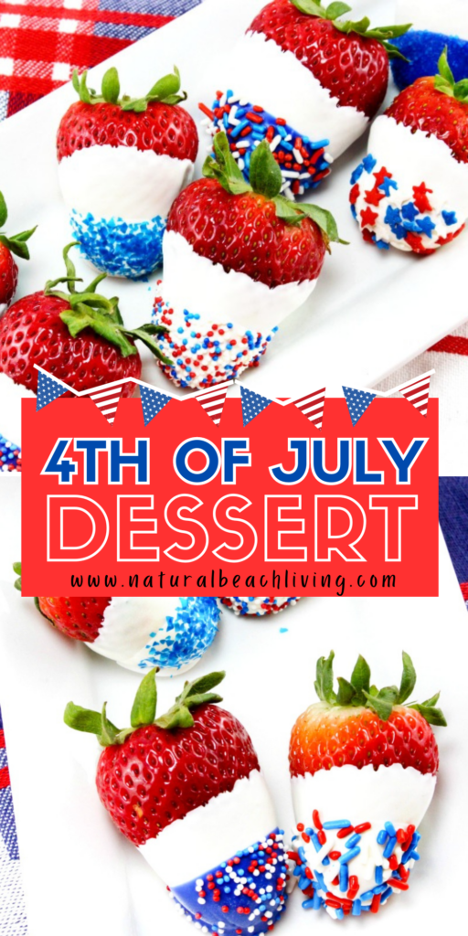 How to Make The Best Chocolate Covered Strawberries Recipe, 4th of July strawberries are an easy red, white, and blue treat! Chocolate is covered with sprinkles to make this festive dessert! Perfect 4th of July and Memorial Day Recipe, Patriotic Chocolate Covered Strawberries are Delicious!