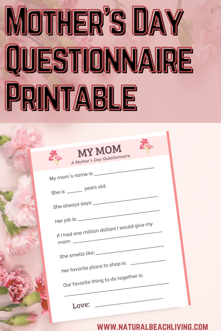 Mother's Day Questionnaire Free Printables - Natural Beach Living
