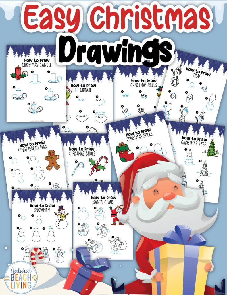 Enjoy these fun and easy step by step Christmas drawing ideas for kids! Perfect for beginners and kids to create festive holiday art with simple instructions. Free Christmas Drawing Printables