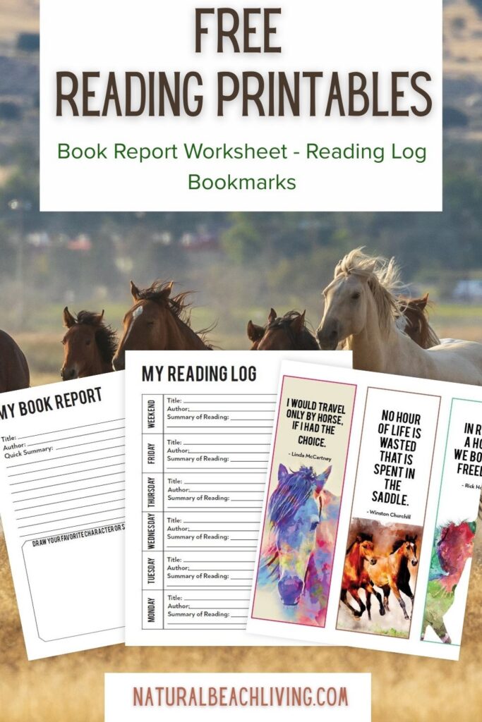 Free printable reading logs, horse bookmarks & book report pages for kids! Track reading progress and make literacy fun with these awesome printables. Horse themed reading printables.
