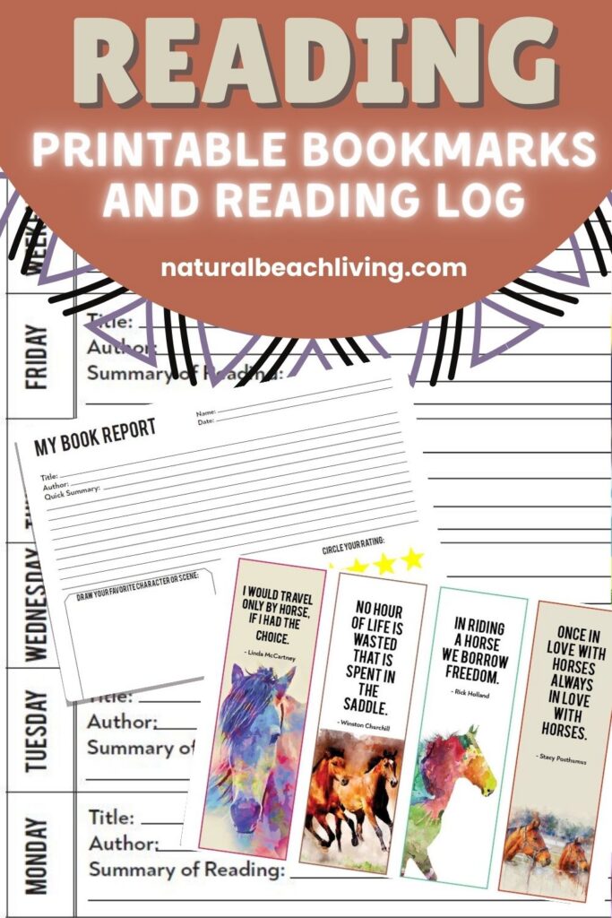 Free printable reading logs, horse bookmarks & book report pages for kids! Track reading progress and make literacy fun with these awesome printables. Horse themed reading printables.