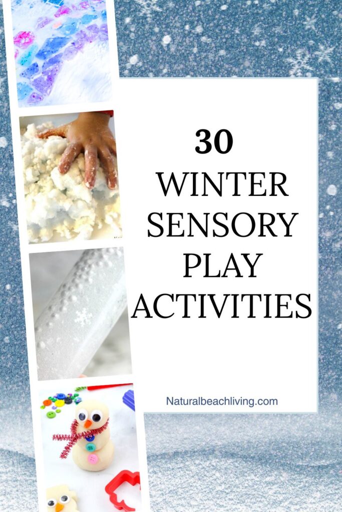 30+ Winter Sensory Activities for Kids and Winter Theme Ideas bring the outside in with these Winter Sensory and Science Activities. Your children will love Winter Sensory Play Ideas. from homemade snow dough, melted snowman, snow slime recipes, ice Arctic sensory play, and more.