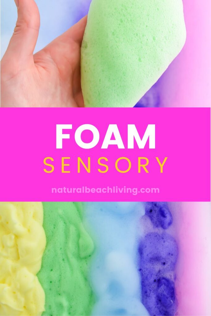 Make magical rainbow soap foam with kids! This easy homemade sensory play recipe is perfect for toddlers & preschoolers. Simple, fun & colorful!