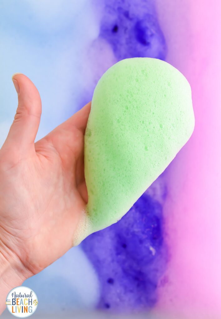 Make magical rainbow soap foam with kids! This easy homemade sensory play recipe is perfect for toddlers & preschoolers. Simple, fun & colorful!