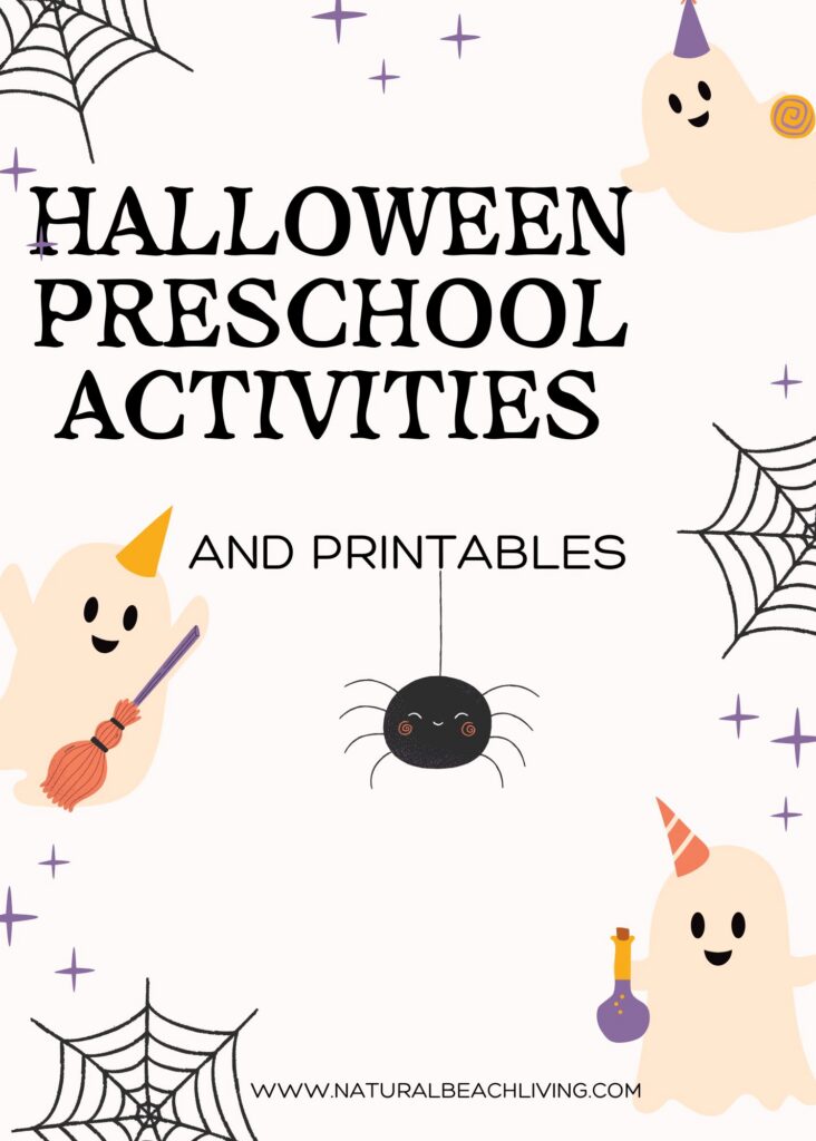 Fun Halloween preschool activities and free printables! Crafts, coloring pages, worksheets, Halloween sensory play, and Halloween games to make learning full of fall fun.