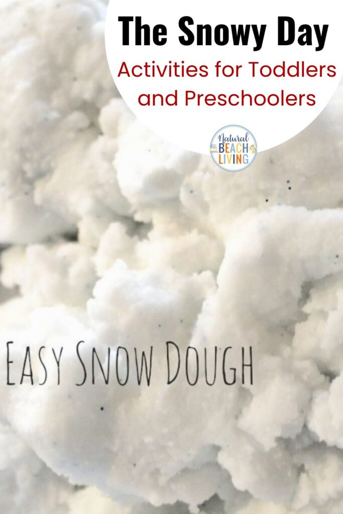 A Snowy Day Book Activities, Animal Track activities for preschoolers, FIAR, BFIAR, Make The Snowy Day snow dough & sensory bin with this easy recipe! Plus, fun winter activities for toddlers and preschoolers